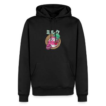 Erdbeeren Milkshake Japan Macaroon Spruch - Männer Premium Bio Hoodie - Schwarz - Vorne - Nico (187cm)