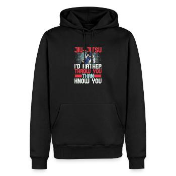 Jiu Jitsu Judo BJJ Filles Arts Martiaux Sports - Sweat à capuche Premium bio Homme - noir - Devant - Nico (187cm)