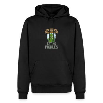 Concombres, cornichons, cornichons, fruits, aliments - Sweat à capuche Premium bio Homme - noir - Devant - Nico (187cm)