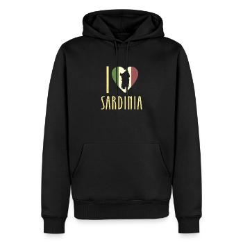 Italie Eté Méditerranée Sardaigne Bella - Sweat à capuche Premium bio Homme - noir - Devant - Nico (187cm)