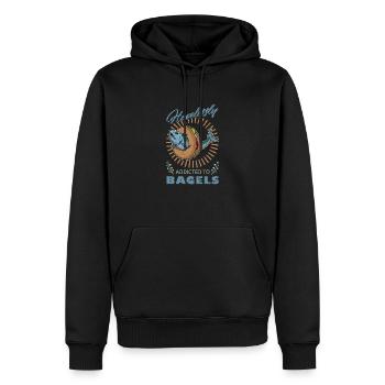 Cuisine juive Saumon Bagel Israël Casher - Sweat à capuche Premium bio Homme - noir - Devant - Nico (187cm)