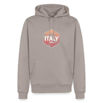 Genoa Beach Vacation Souvenir - Men’s Premium Organic Hoodie - taupe - Front - Nico (187cm)