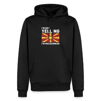 Macédoine Voyage Balkans Drapeau Macédonien - Sweat à capuche Premium bio Homme - noir - Devant - Nico (187cm)