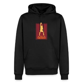 Bodybuilder Masse Kettlebell Hantel Fitness - Männer Premium Bio Hoodie - Schwarz - Vorne - Nico (187cm)