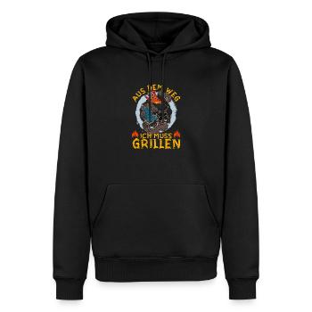 Hinterhofgrillen BBQ Grillen Smoker Fleisch - Männer Premium Bio Hoodie - Schwarz - Vorne - Nico (187cm)