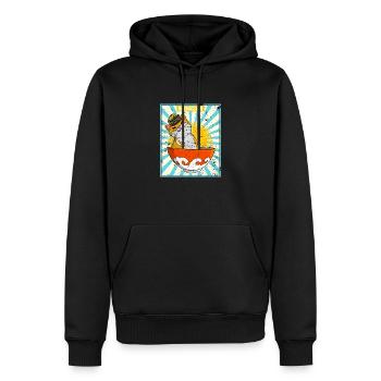 Kasachisch Kasachstan National Flagge Katze - Männer Premium Bio Hoodie - Schwarz - Vorne - Nico (187cm)