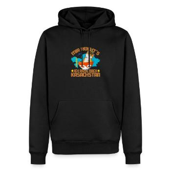 Kasachstan Reise UdSSR Katze Kasachisch Kasach - Männer Premium Bio Hoodie - Schwarz - Vorne - Nico (187cm)