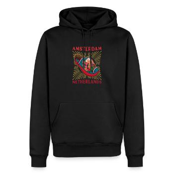 Klompendansen Amsterdam Holzschuhe Holland - Männer Premium Bio Hoodie - Schwarz - Vorne - Nico (187cm)