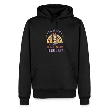 Rock Musik Regenbogen Einhorn Rock Metall - Männer Premium Bio Hoodie - Schwarz - Vorne - Nico (187cm)
