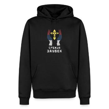 Heimat Serbien Serbisch Flagge Heimat Balkan SFRJ - Männer Premium Bio Hoodie - Schwarz - Vorne - Nico (187cm)