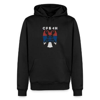 Serbe Serbisch Flagge Adler Landesfarben Balkan Re - Männer Premium Bio Hoodie - Schwarz - Vorne - Nico (187cm)