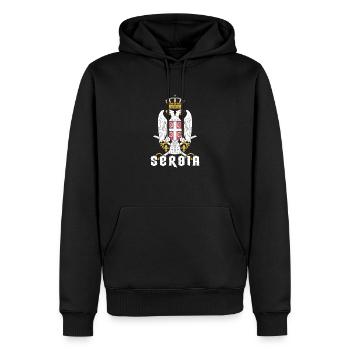 Serbien Balkan Flagge Adler Herkunft National Reis - Männer Premium Bio Hoodie - Schwarz - Vorne - Nico (187cm)