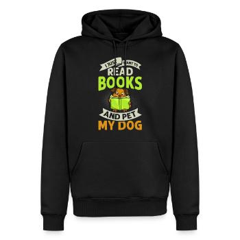 Buch Hund Lesender Bücherwurm Bibliothekar Leser - Männer Premium Bio Hoodie - Schwarz - Vorne - Nico (187cm)