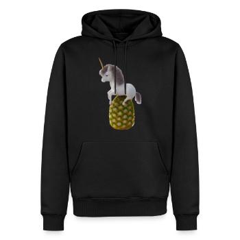 Licorne ananas - Licorne tropicale - Sweat à capuche Premium bio Homme - noir - Devant - Nico (187cm)