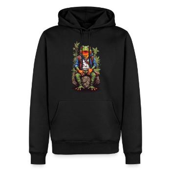 Style artistique de personnage de grenouille d’anime rétro Japon - Sweat à capuche Premium bio Homme - noir - Devant - Nico (187cm)
