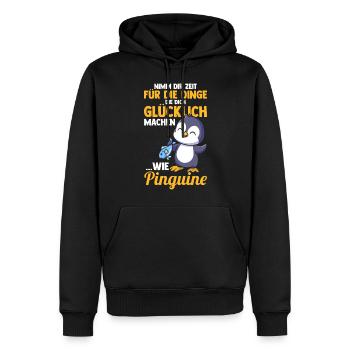 Pinguin - Männer Premium Bio Hoodie - Schwarz - Vorne - Nico (187cm)