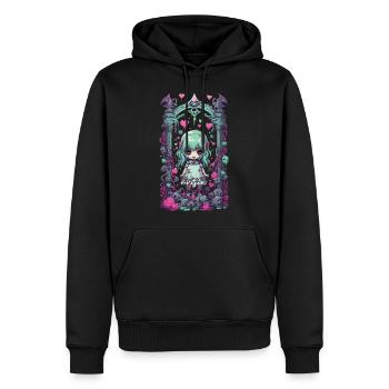 Kawaii Pastel Gothique Goth Fille Anime Design - Sweat à capuche Premium bio Homme - noir - Devant - Nico (187cm)
