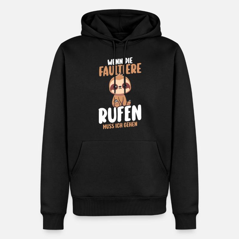 Faultier - Männer Premium Bio Hoodie - Schwarz
