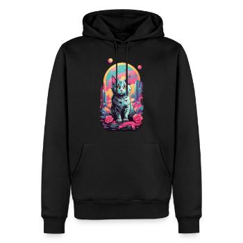 Magische Pastell Goth Katze mit Rosen Design - Männer Premium Bio Hoodie - Schwarz - Vorne - Nico (187cm)