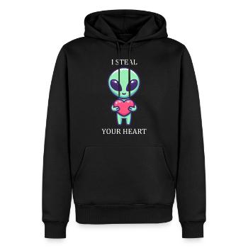 Amour extraterrestre - Les cœurs de la Saint-Valentin dans l’espace - Sweat à capuche Premium bio Homme - noir - Devant - Nico (187cm)