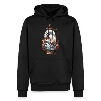 Vintage café vague Japon Design esthétique - Sweat à capuche Premium bio Homme - noir - Devant - Nico (187cm)
