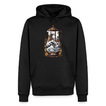 Amateur de café Café de Style japonais vintage - Sweat à capuche Premium bio Homme - noir - Devant - Nico (187cm)