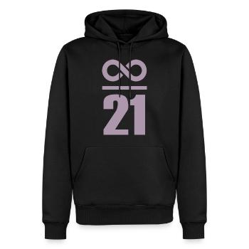 Unendlich durch 21 Millionen Bitcoin - Männer Premium Bio Hoodie - Schwarz - Vorne - Nico (187cm)