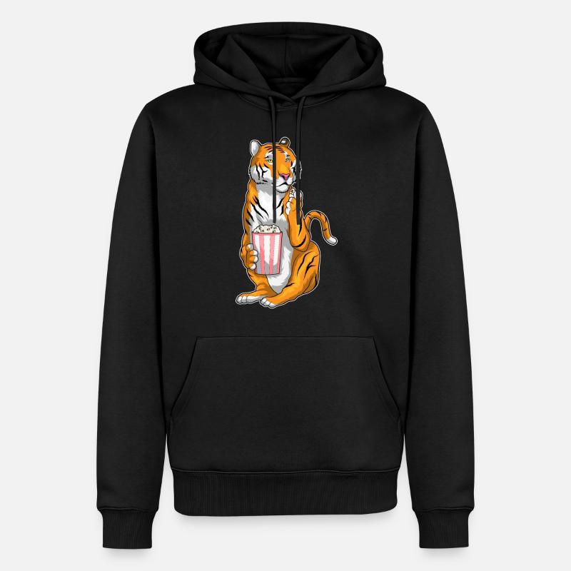 Tiger Popcorn - Männer Premium Bio Hoodie - Schwarz