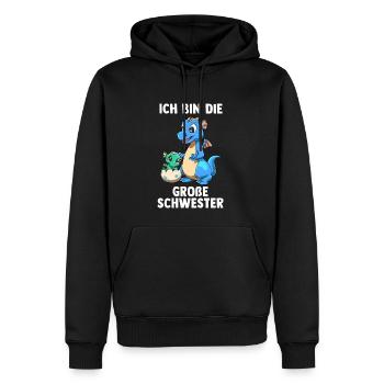 Drachen Große Schwester - Ich bin Die große - Männer Premium Bio Hoodie - Schwarz - Vorne - Nico (187cm)