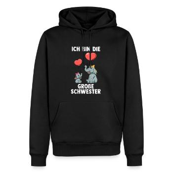 Elefanten Große Schwester - Ich bin Die große - Männer Premium Bio Hoodie - Schwarz - Vorne - Nico (187cm)