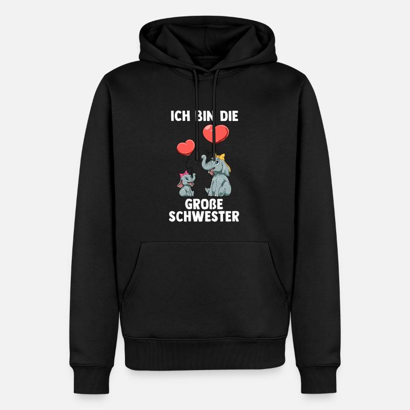 Elefanten Große Schwester - Ich bin Die große - Männer Premium Bio Hoodie - Schwarz