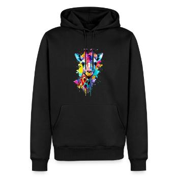 Girafe peinte - Sweat à capuche Premium bio Homme - noir - Devant - Nico (187cm)