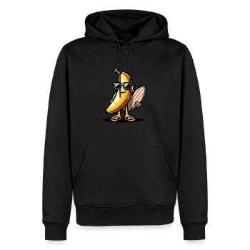 Surfeur Banane - Sweat à capuche Premium bio Homme - noir - Devant - Nico (187cm)