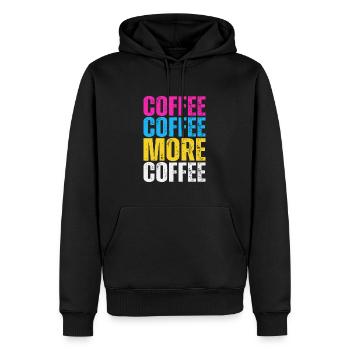 Plus de café - Drôle de dicton amateur de café - Sweat à capuche Premium bio Homme - noir - Devant - Nico (187cm)