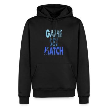 Ensemble de jeu de chemise de tennis Match Blue Design Hoodie - Sweat à capuche Premium bio Homme - noir - Devant - Nico (187cm)