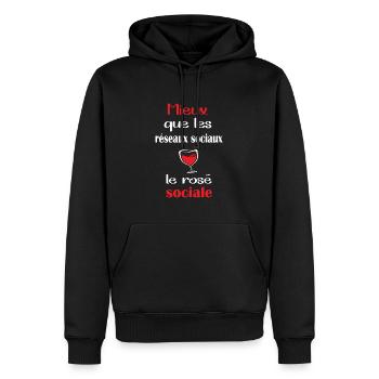 Mieux que les réseaux sociaux le rosé sociale - Sweat à capuche Premium bio Homme - noir - Devant - Nico (187cm)