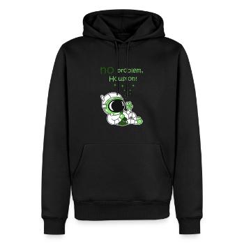 Hanfblatt Hanf Astronaut chillt no problem Houston - Männer Premium Bio Hoodie - Schwarz - Vorne - Nico (187cm)