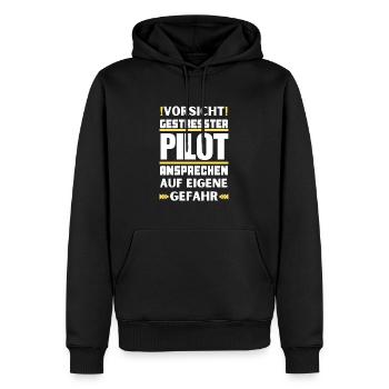 Don't talk to a stressed pilot! - Men’s Premium Organic Hoodie - black - Front - Nico (187cm)