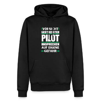 Gestresster Pilot nicht ansprechen! - Männer Premium Bio Hoodie - Schwarz - Vorne - Nico (187cm)