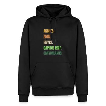 arches national park vintage Utah - Men’s Premium Organic Hoodie - black - Front - Nico (187cm)
