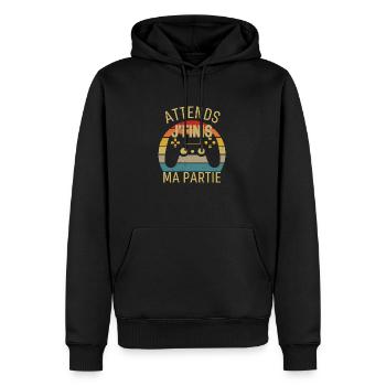 Humour Geek Homme Femme & Ado Cadeau Gamer Vintage - Sweat à capuche Premium bio Homme - noir - Devant - Nico (187cm)