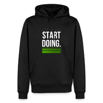 Hard Work Start Design for proud, motivated - Men’s Premium Organic Hoodie - black - Front - Nico (187cm)