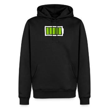 battery - Men’s Premium Organic Hoodie - black - Front - Nico (187cm)