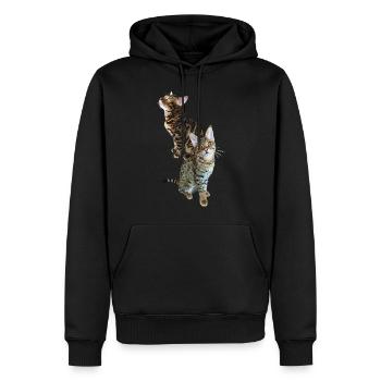 Tabby - Männer Premium Bio Hoodie - Schwarz - Vorne - Nico (187cm)