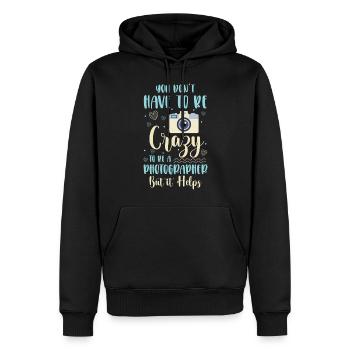 Photographe Photographie Objectif Appareil photo numérique - Sweat à capuche Premium bio Homme - noir - Devant - Nico (187cm)