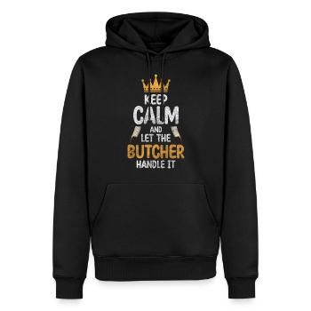 Abattage de viande de boucher - Sweat à capuche Premium bio Homme - noir - Devant - Nico (187cm)