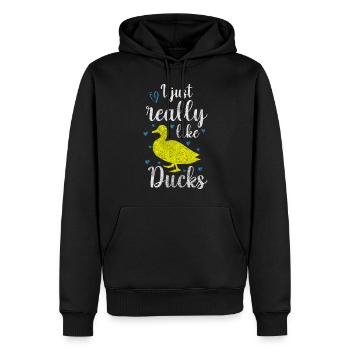 Ente Quack Natur - Männer Premium Bio Hoodie - Schwarz - Vorne - Nico (187cm)