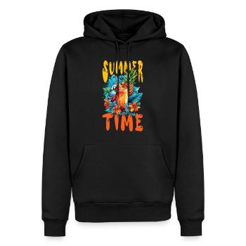 Sommer Cocktail Ananas Ara Papagei Blumen Urlaub - Männer Premium Bio Hoodie - Schwarz - Vorne - Nico (187cm)