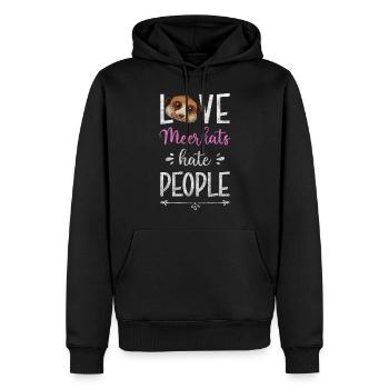 Erdmännchen Afrika Querstreifen Niedlich - Männer Premium Bio Hoodie - Schwarz - Vorne - Nico (187cm)