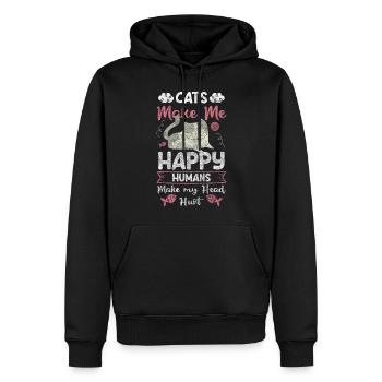Chats, Animaux - Sweat à capuche Premium bio Homme - noir - Devant - Nico (187cm)